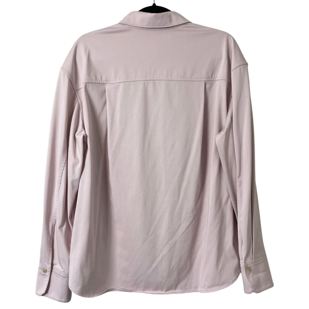 M.M.LaFleur Filomina Friday Shirt Size Large Pink Tulip Knit Poplin Button Down - Picture 4 of 12